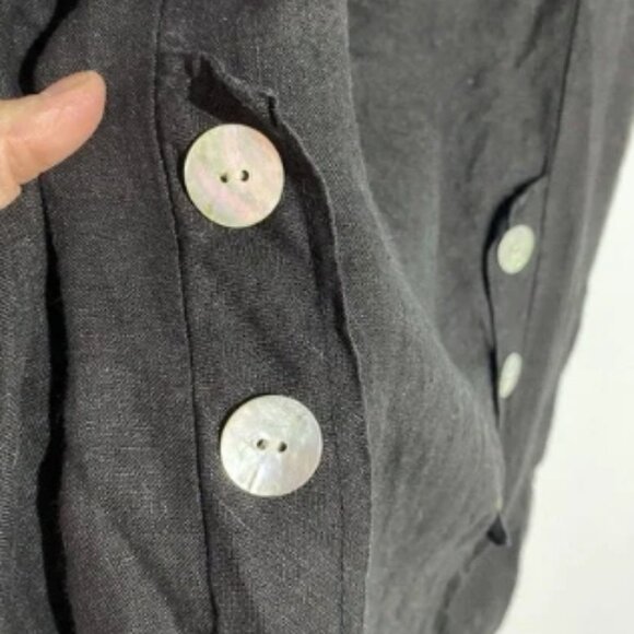 Lands Downunder Dress S Black Linen Lagenlook Coastal Beachy Vacation Italy - Picture 6 of 8